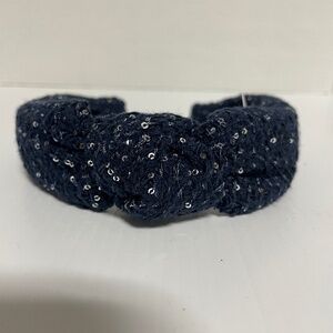 J. Crew Festive Sparkly Knotted Sequin Headband Blue NWT
